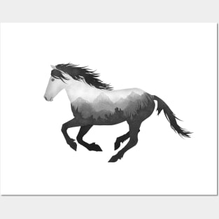 Dramabite Wild Horse Mustang Equine Double Exposure Wildlife Animal Posters and Art